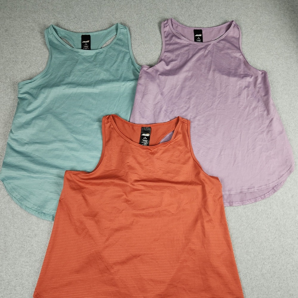 Avia Tank Top Womens S/M Multi Micro Striped Racerback Gym Activewear Lot of 3